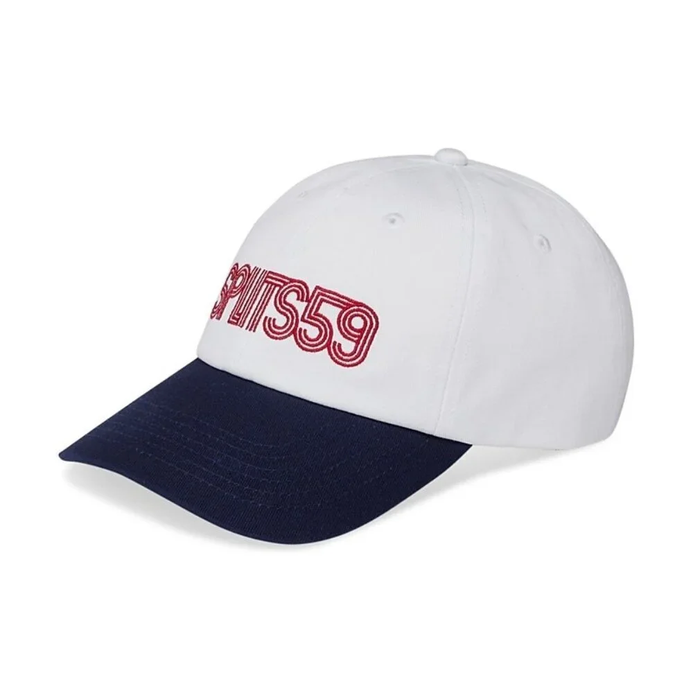 38$ Splits59 Embroidered Logo Tennis Cap Adjustable Strap Size One White Black